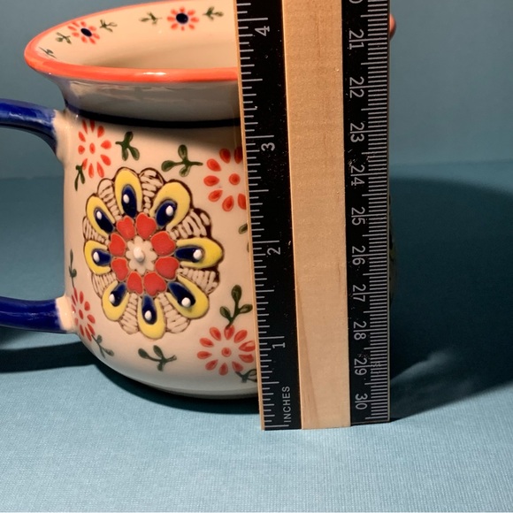 Farmer's Ceramic Mug Yokohama Studio Crafted HandPainted Floral Raised Dot Japan - Picture 4 of 9